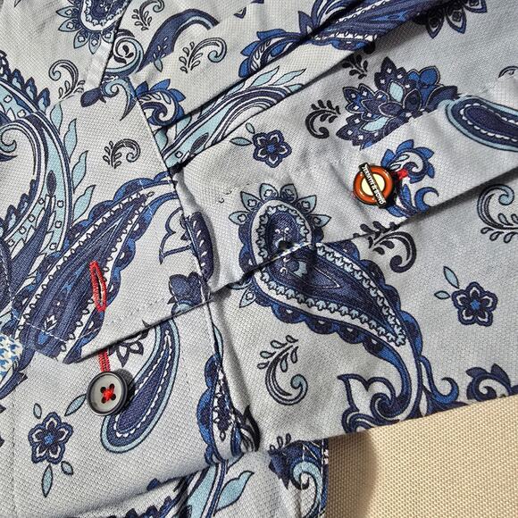 Jermyn & Bond Modern Fit Long Sleeve Button Down Paisley Shirt Men's Size XL - Picture 5 of 10